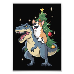 Foto Corgi Navidad Dinosaurio Árbol Rex Fiesta Navidad 
