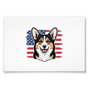 Foto Corgi Patriótico Bandera Americana Diseño Vector V