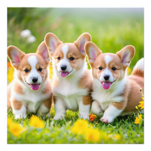 Foto Corgies jugando en la hierba