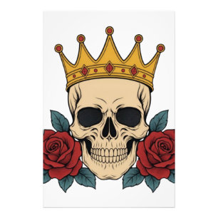 Foto Corona de cráneo gótico con rosas rojas – Motocicl