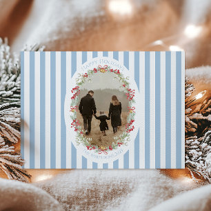 Foto Corona de Navidad de Bayas con Rayas Azules