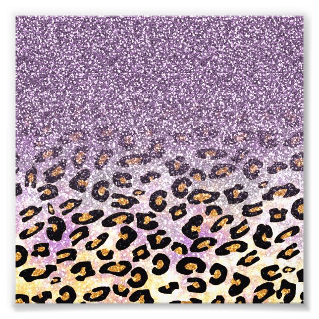 Foto Corta chica trendy púrpura purpurina leopardo (Frente)