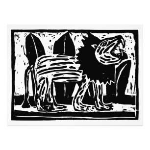 Foto Corta de león de color blanco y negro