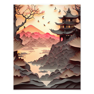Foto Corte de papel de escena china