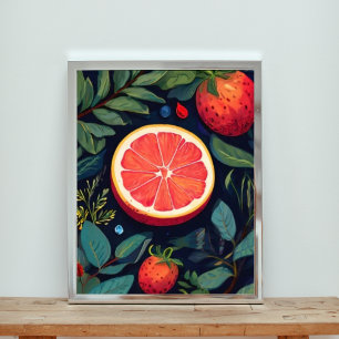 Foto Corto de pomelo acuático con fresas