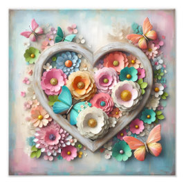 Foto Cottagecore Pastel Floral Butterfly Heart