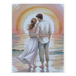 Foto Couple on the beach at sunset