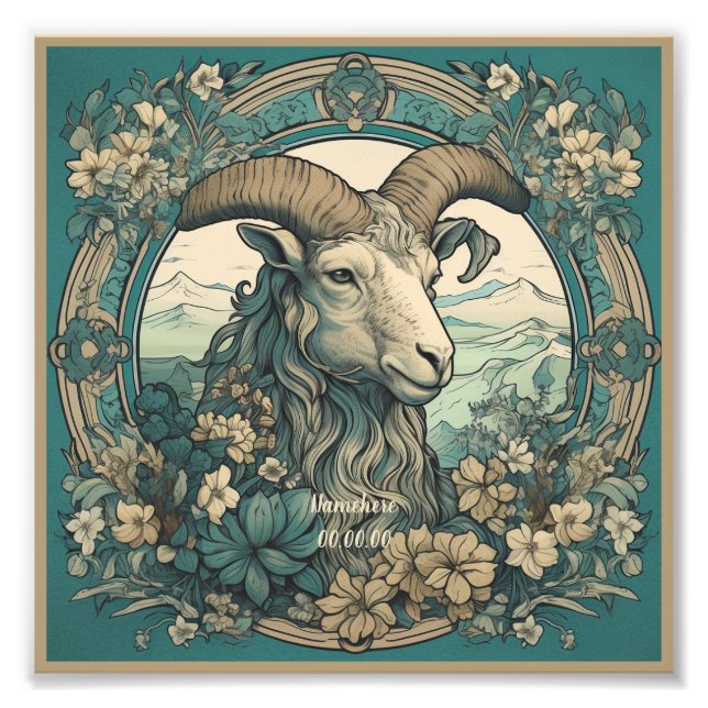 Foto Crea tu propio Art Nouveau Capricorn Zodiac (Frente)