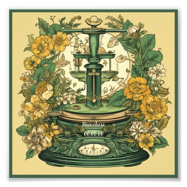 Foto Crea tu propio Art Nouveau Libra Zodiac (Frente)