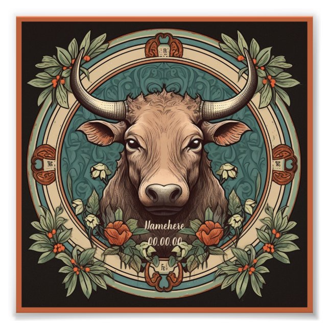 Foto Crea tu propio Art Nouveau Taurus Zodiac (Frente)