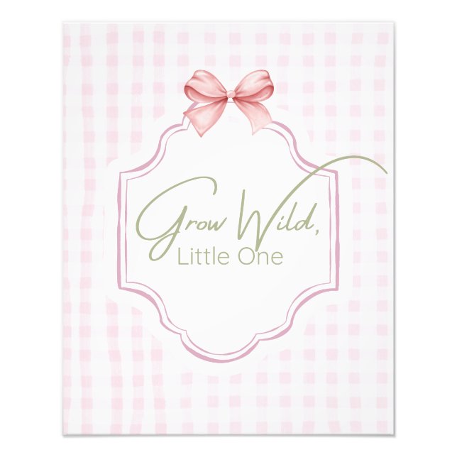 Foto Crecer uno salvaje | Pink Gingham Bow Nursery (Frente)