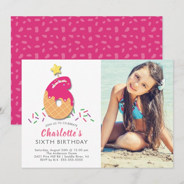 Foto Crema de hielo 6ª Invitación por cumpleaños (Anverso / Reverso)