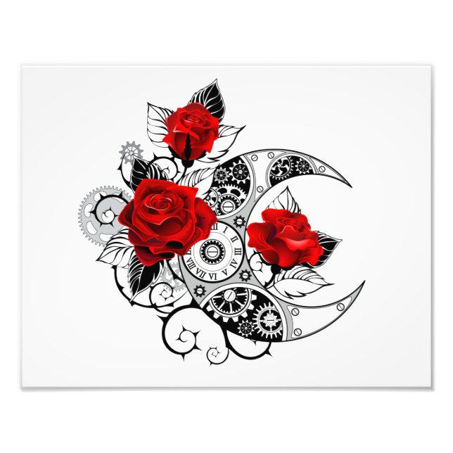 Foto Crescente Mecánico con Rosas Rojas (Frente)