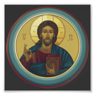 Foto Cristo Pantocrátor bizantino Arte de mosaico redon