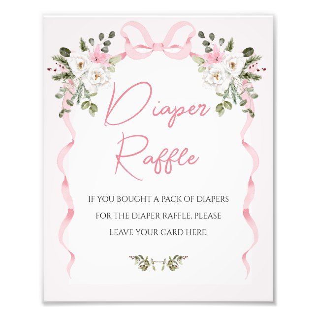 Foto Croquette Pink Bow Arch Baby Shower Diaper Rótulo (Frente)