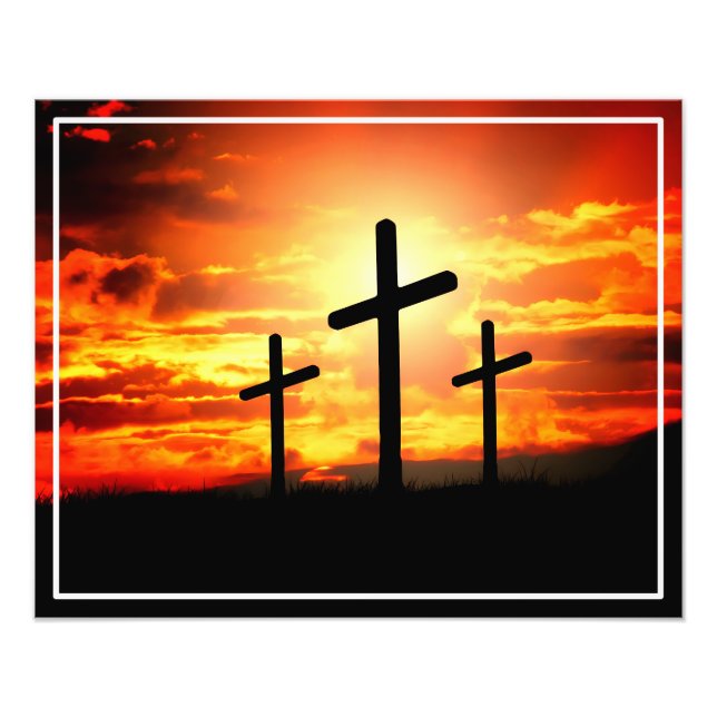 Foto Cruces, hojas de siluetas puestas al sol (Frente)