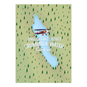 Foto Crummock Water, cartel de viaje del mapa del distr