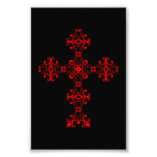 Foto Cruz con Adorno Rojo Arte Decorativo Sagrado