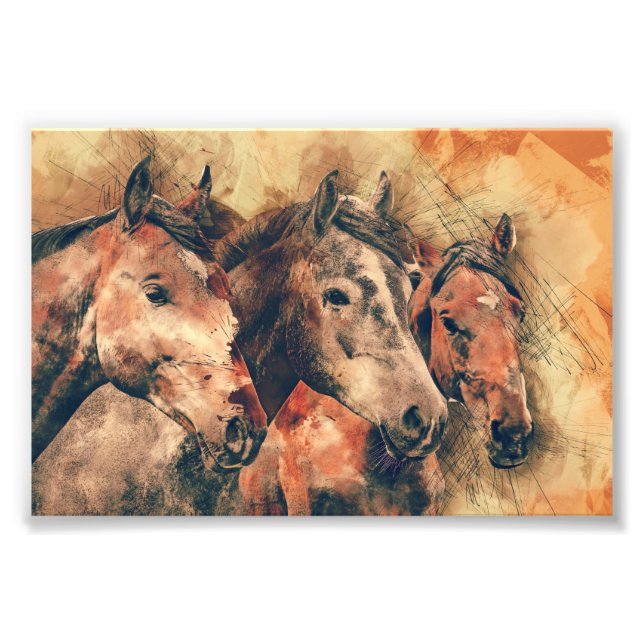 Foto Cuadros de pintura artística de caballos decorativ (Frente)