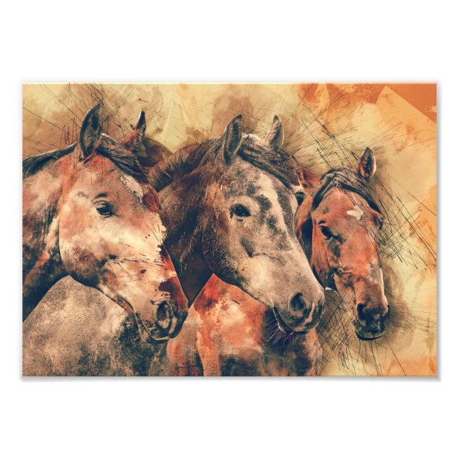 Foto Cuadros de pintura artística de caballos decorativ (Frente)