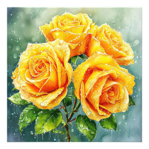 Foto Cuatro rosas amarillas