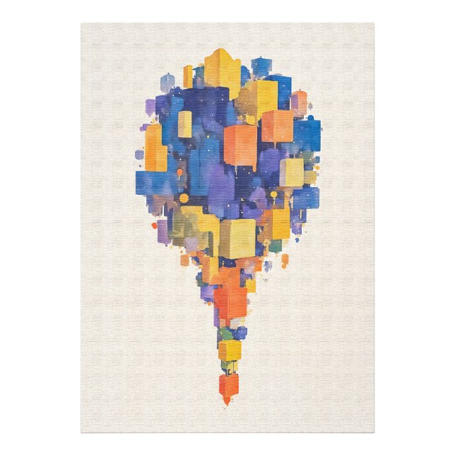 Foto Cubos geométricos flotantes en acuarela vibrante (Frente)