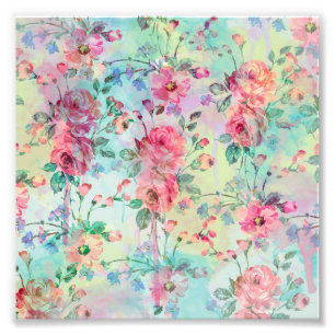 Foto Cuidados rosas románticos pintados con flores acua