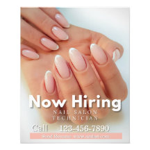 Customize Now Hiring Nail Salon Technician Pink