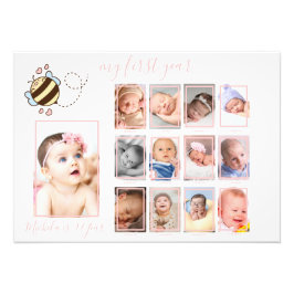 Foto Cute Bee Baby Girl My First Year Photo Wall Decour