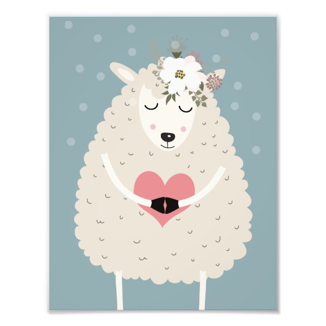 Foto Cute Boho Sheep Nursera Decoración Artística Poste (Frente)