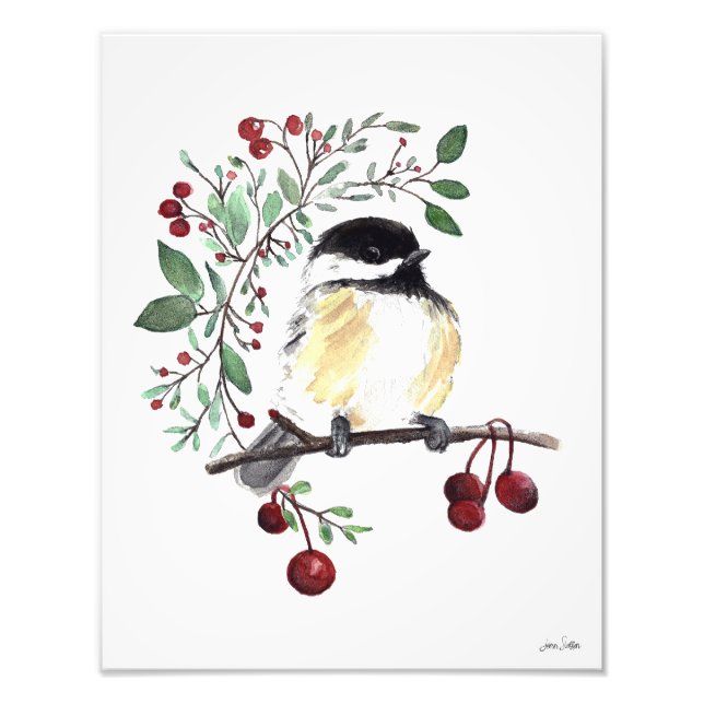 Foto Cute Chickadee Watercolor (Frente)