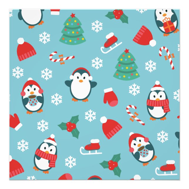Foto Cute Christmas Penguins Pattern (Frente)