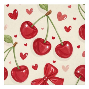 Foto Cute Coquette Cereza y Lazos de Cinta Roja Sin Cos