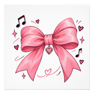 Foto Cute Coquette Póster de lazo de cinta rosa Music