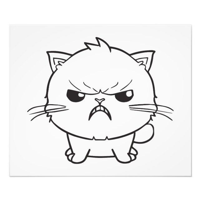 Foto Cute el silbido de un gato enojado. (Frente)