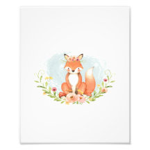 Cute Fox Baby Girl Nursery Woodland Greeneration D