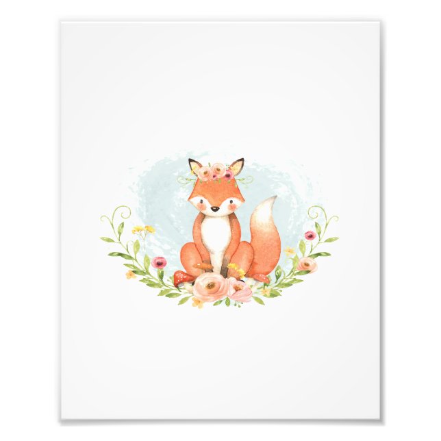 Foto Cute Fox Baby Girl Nursery Woodland Greeneration D (Frente)