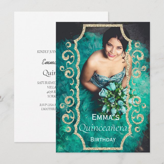 Foto Cute Invitación a la fiesta de cumpleaños de  (Anverso / Reverso)