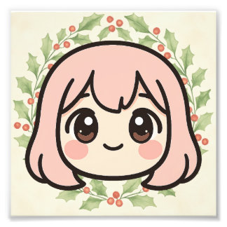 Foto Cute Kawaii Anime Girl Wood Wall Art