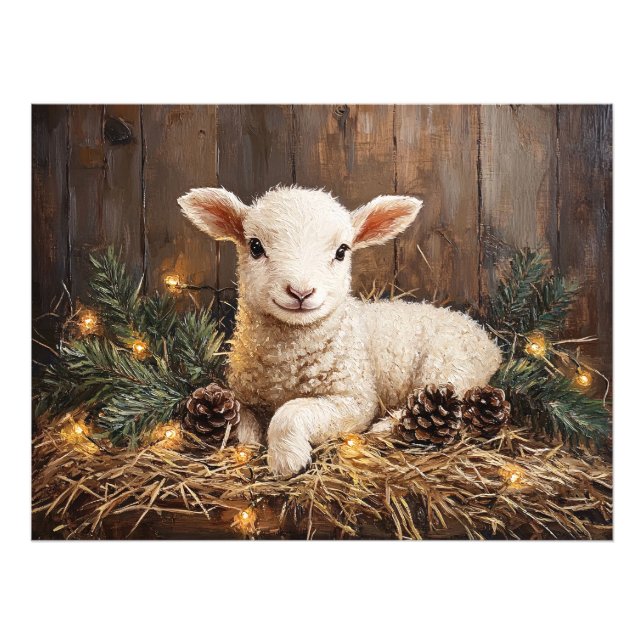 Foto Cute Navidades Lamb Rústica Pintura (Frente)