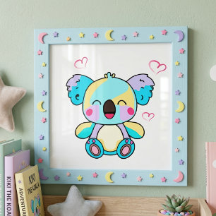 Foto Cute sonriendo Kawaii Bebé Koala con Corazones de 