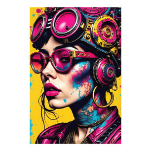 Foto Cyberpunk Neon Rebel - Futurista Streetwear Art P