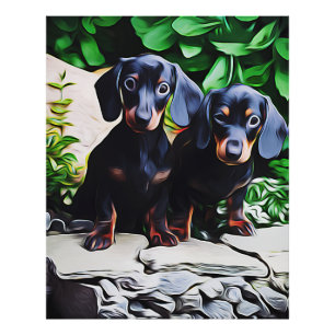 Foto Dachshund Dog Summer Garden Poster de cumpleaños