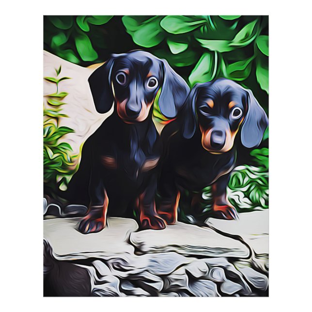 Foto Dachshund Dog Summer Garden Poster de cumpleaños (Frente)