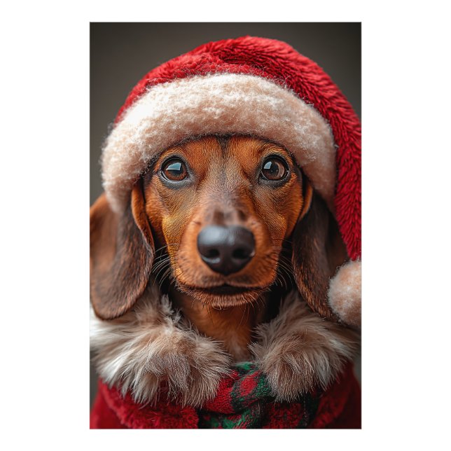 Foto Dachshund festivo en Santa Attire (Frente)