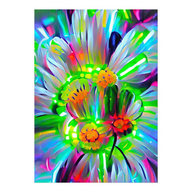 Foto Daisies abstractos neones con colores vivos (Frente)