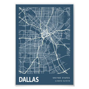 Foto Dallas - Mapa de la ciudad de Blueprint de los Est