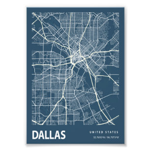 Foto Dallas - Mapa de la ciudad de Blueprint de los Est