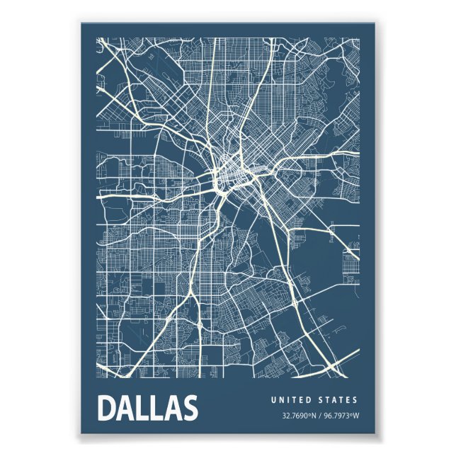Foto Dallas - Mapa de la ciudad de Blueprint de los Est (Frente)