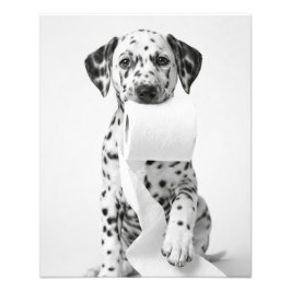 Foto Dálmata Cachorro Divertido Sosteniendo Papel Higié